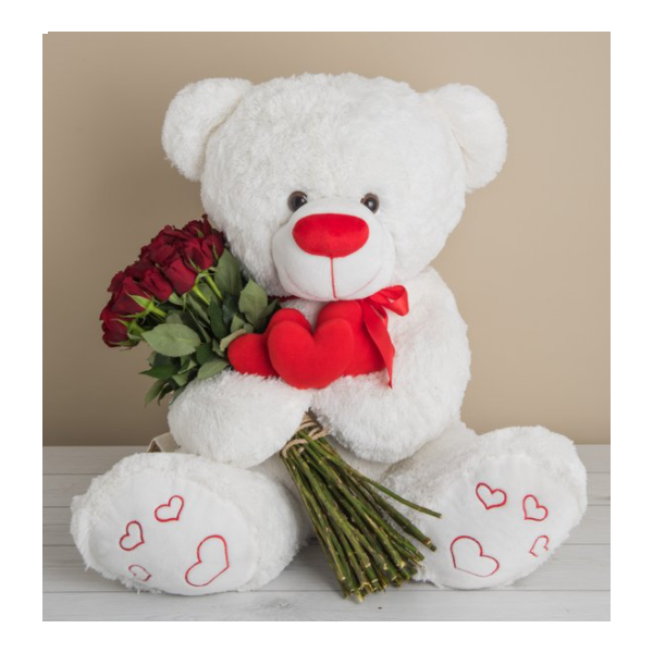 Roses and teddy bear delivery store